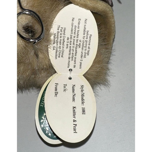 Limited Edition- Bearington Bear Knitter & Pearl Brown Beige Off White with tags - Picture 6 of 9